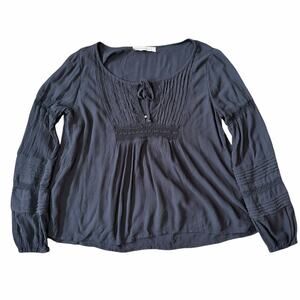 Abercrombie & Fitch Top Whimsigoth Dark Cottagecore Babydoll Bohemian Black L